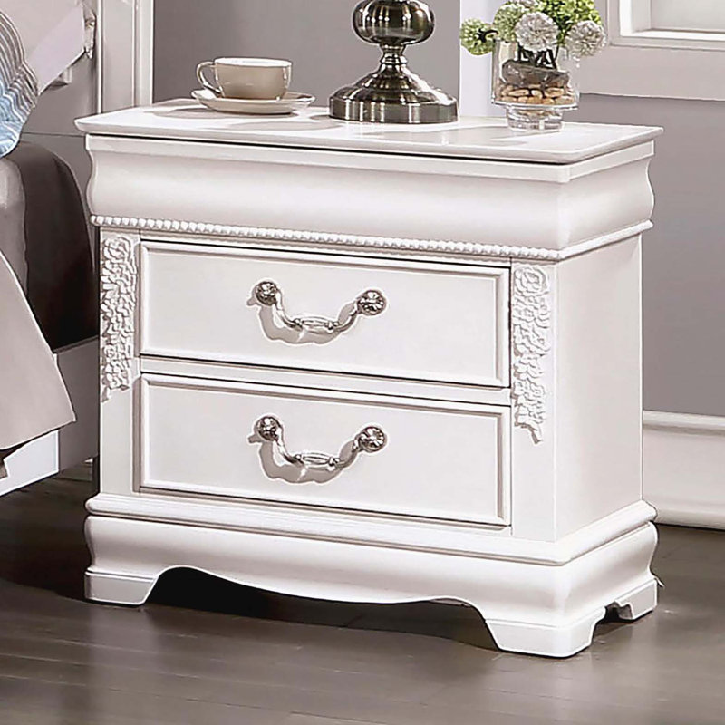 Table de chevet classique de couleur blanche 1pc