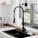 Spring Pull Down Sprayer Kitchen Faucet with Dual-Function Spray Head and Deck Plate