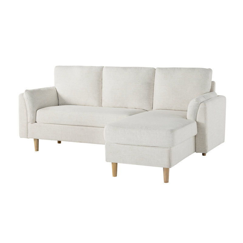 Sunny 83.5" Reversible Sofa Chaise Sectional, Cream Polyester