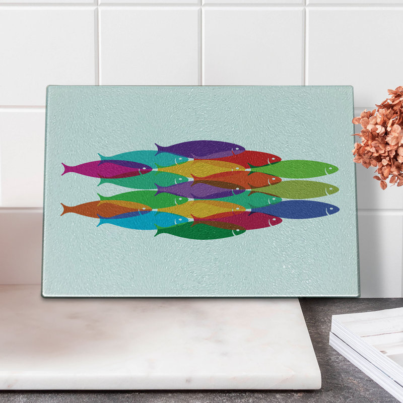 Multicolore planche à découper en verre trempé Ambesonne