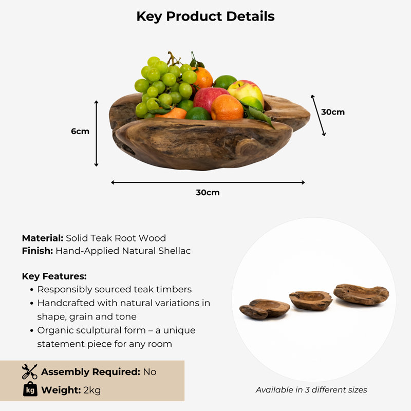 Alpen Home Burruss Teak Fruit Bowl