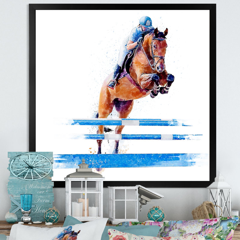 Art mural sur toile Jockey, Cadre photo noir, H 16 po x l 16 po x P 1 po
