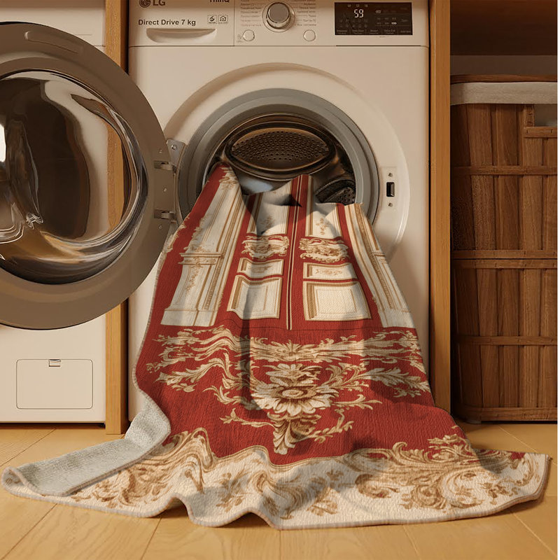 Tapis brun français lavable à la machine, Rectangulaire 2 pi x 3 pi