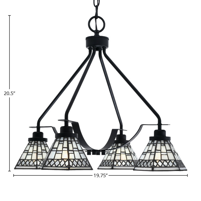 Lustre 4 lumières Odyssey Downlight, fini noir mat avec verre 7 "