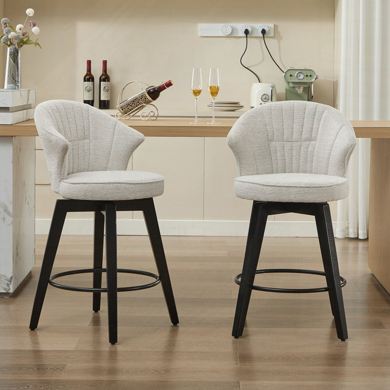 Tabourets de bar pivotants, ensemble de 2, Blanc