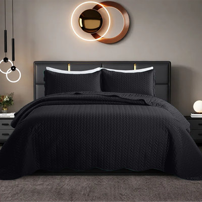Embossed Microfiber Quilt Coverlet Set