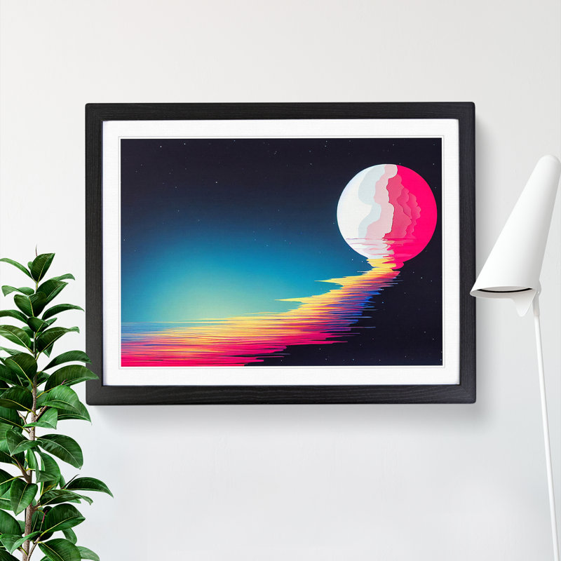A Beguiling Moon Abstract - Single Picture Frame Print, Black, 46cm H x 64cm W x 2cm D