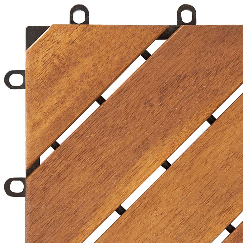 Carreau de terrasse vidaXL 10 pièces brun 11,81 po x 11,81 po en bois d'acacia