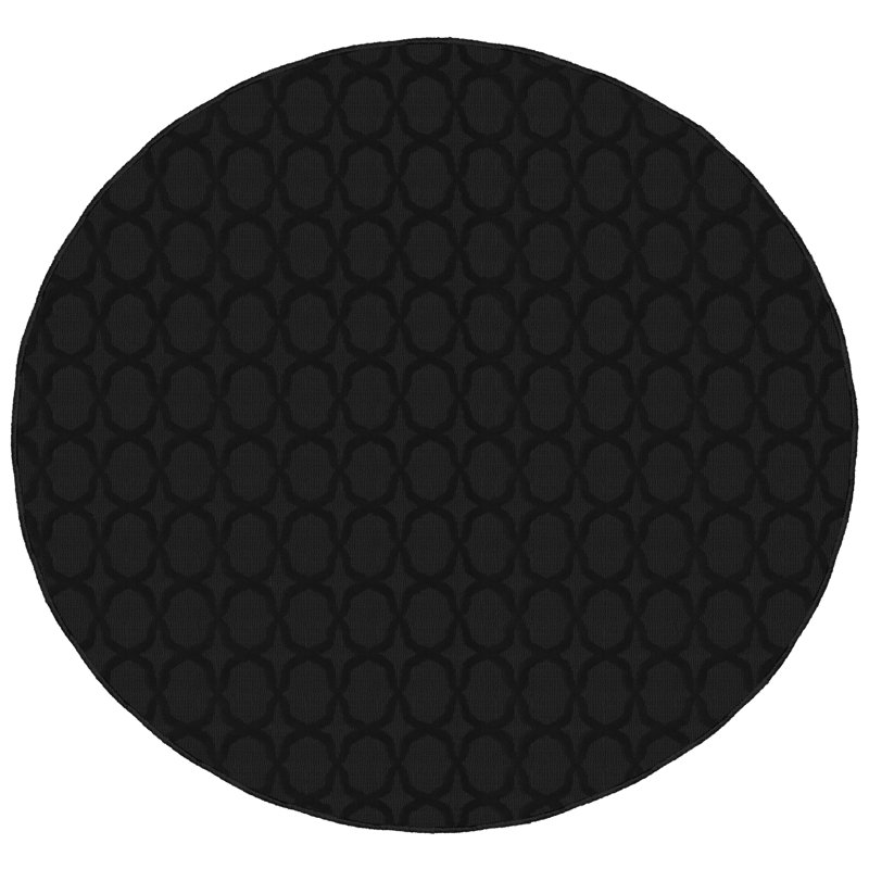 Tapis rectangulaire touffeté à motif géométrique noir, Round 5'