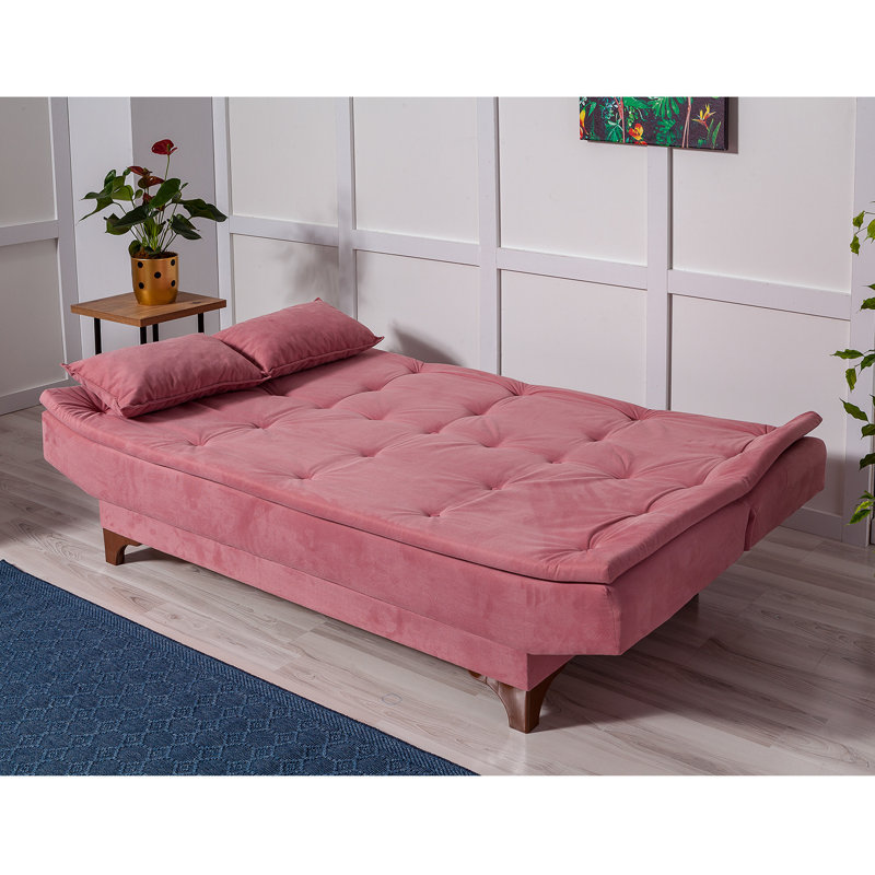 Canapé-lit sans accoudoirs de 74,8 po Cropsey, Polyester rose