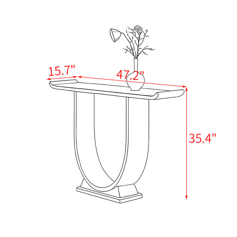 Modern style rectangular solid wood console table, 35.4" H x 47.2" W x 15.7" D