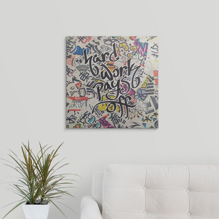 « hard work paye off-urban inspiration », impression, H 30 po x l 30 po x P 1,5 po, Toile