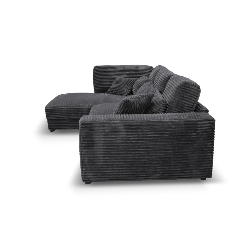 Nahkita 4 Seater Corner Sofa , Black, Left Hand Facing