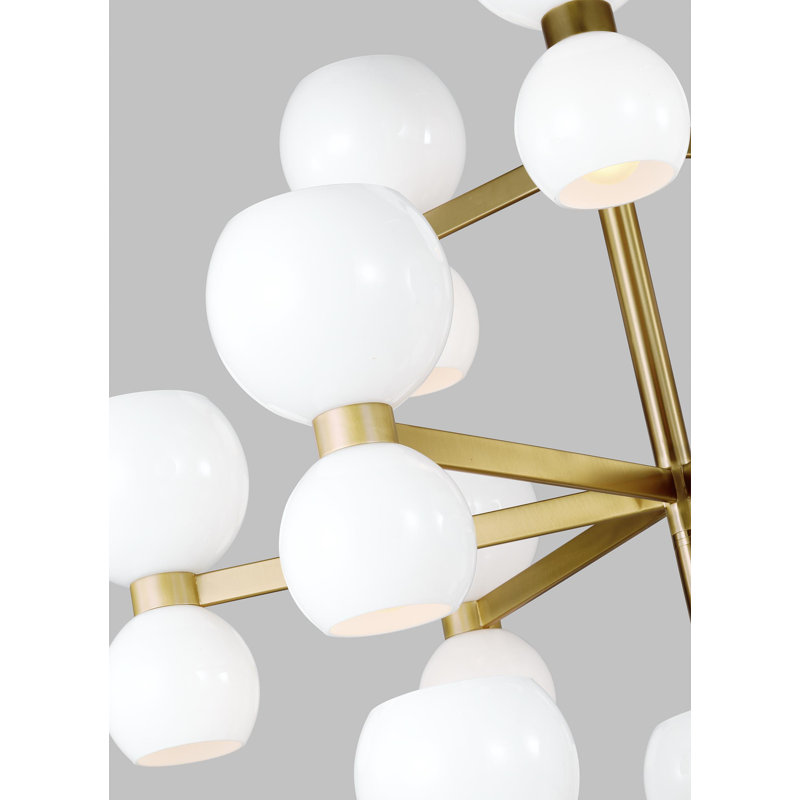 Londyn 24-Light Burnished Brass Chandelier with Milk White Glass Shades