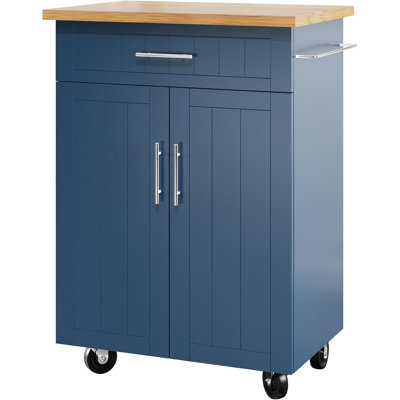 Kitchen Island Cart With Storage,Rolling Kitchen Island Side Table On Wheels With Large Worktop,Storage Cabinet,Towel Rack And Drawers For Kitchen,Din by Ebern Designs