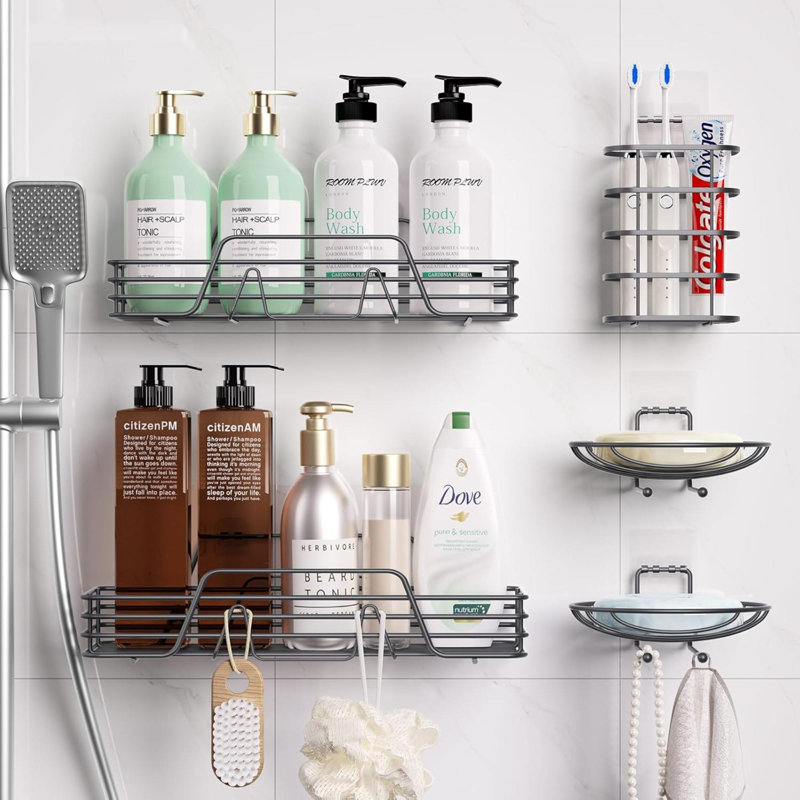 Support de rangement de salle de bain en coin pour 5 pièces, Argent