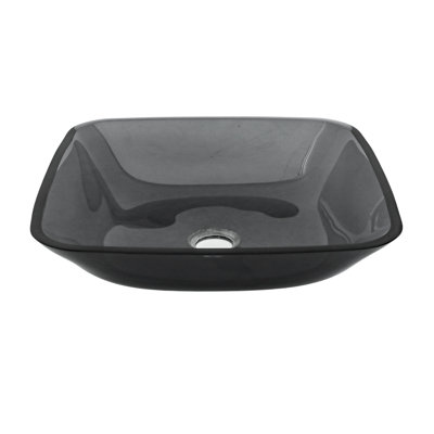 Lavabo de salle de bain vasque de salle de bain au-dessus du comptoir, lavabo carré gris pour salle de bain (sans robinet)