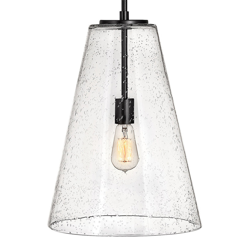 Luminaire suspendu conique à 1 lumière Evanne, Noir satiné