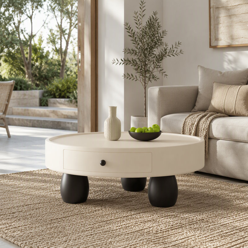 Wood Coffee Table with Storage Drawers