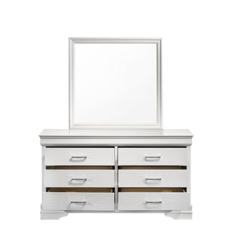 Commode moderne à 6 tiroirs en bois, Blanc