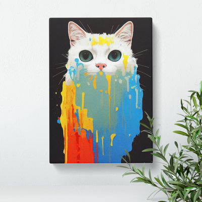 Cat Dripping Paint No.5 - Wrapped Canvas