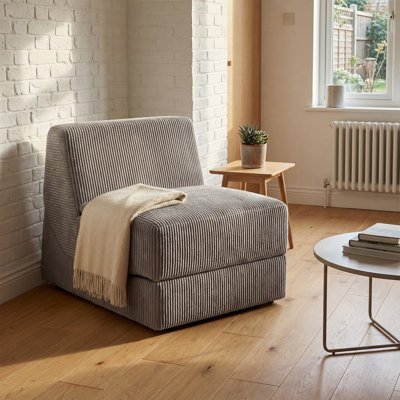 3-in-1 Folding Sofa Bed Chair Corduroy Sleeper Sofa for Small Spaces Grey  