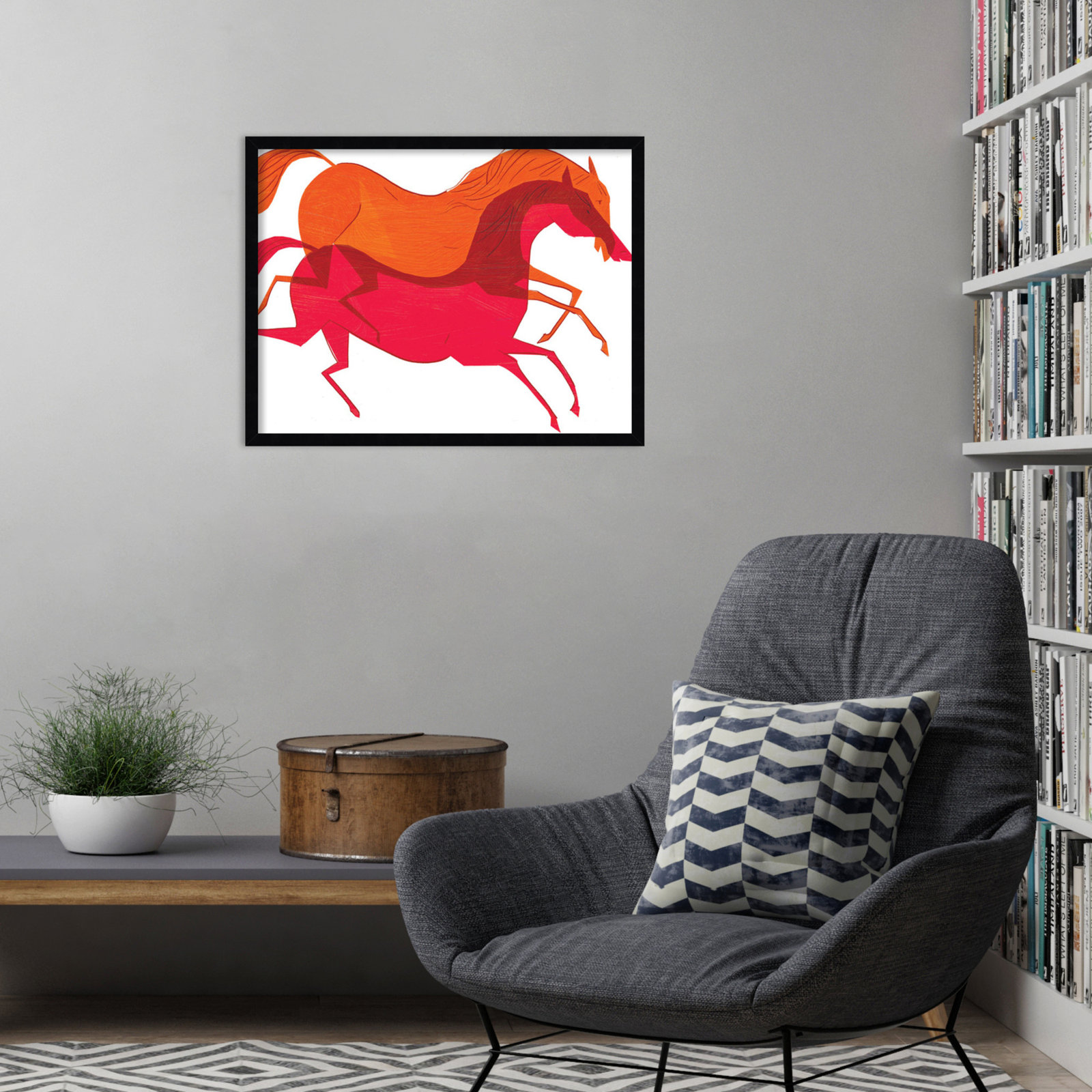 Horses Print by Richard A. Allen, 20" H x 25" W, Black