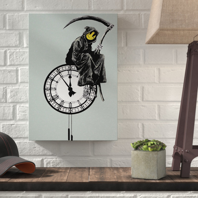 Grin Reaper Graffiti by - Wrapped Canvas, 76cm H x 50cm W