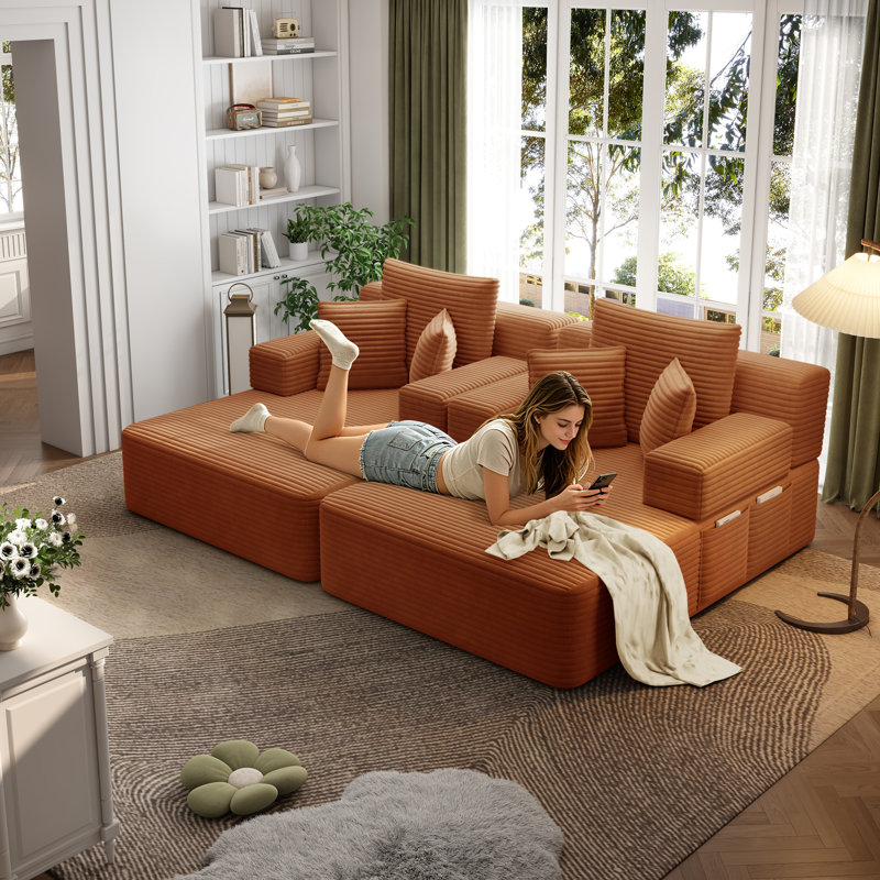Méridiennes intérieures à compression avec rangement et canapé-lit moelleux moderne