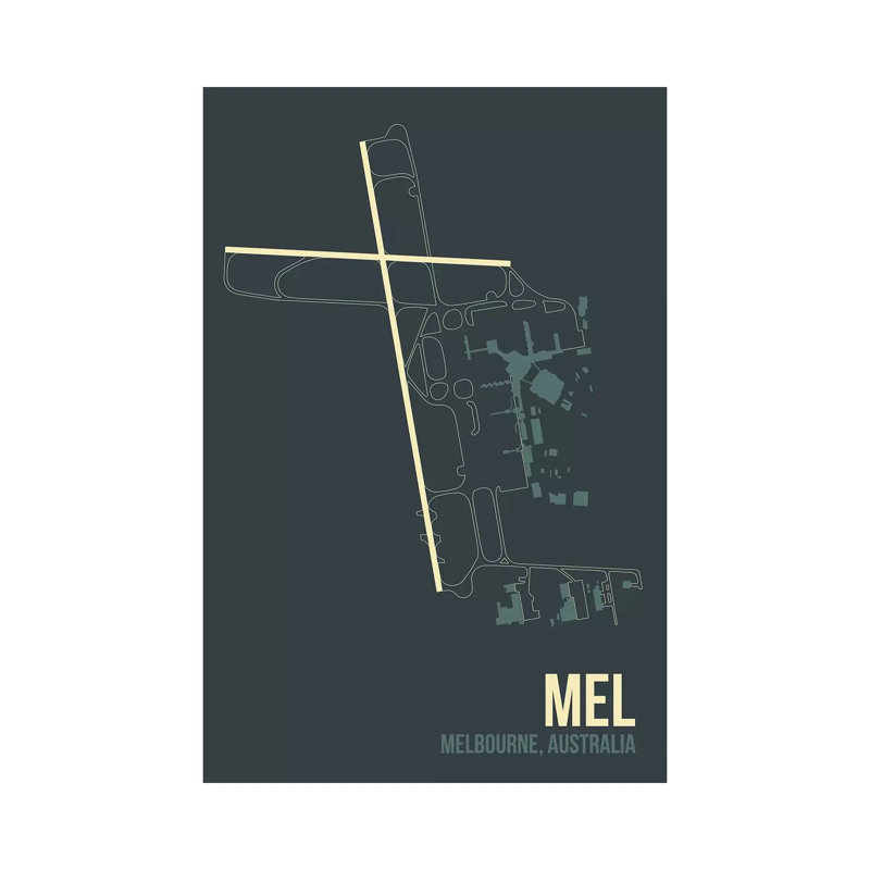 MEL Diagram, Melbourne, Australia - Wrapped Canvas Print, 30.48cm H x 20.32cm W x 1.91cm D