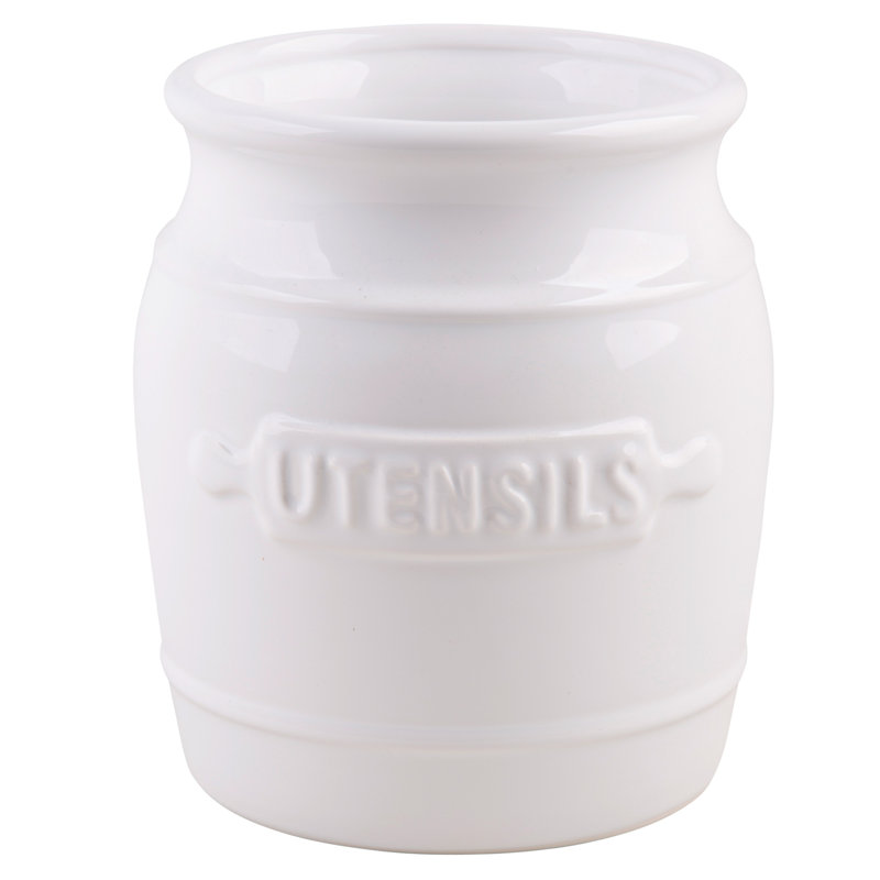 Ceramic / Porcelain Round Utensil Crock, White