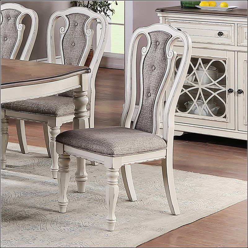 Chaise de salle à manger rembourrée en tissu gris clair