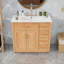 Meuble-lavabo de 36 pouces avec lavabo en céramique, structure en bois d'hévéa massif, 4 tiroirs et portes doubles à fermeture en douceur