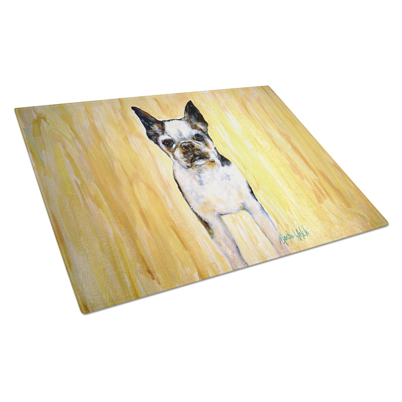 Boston Terrier Walker Two Glass Cutting Board