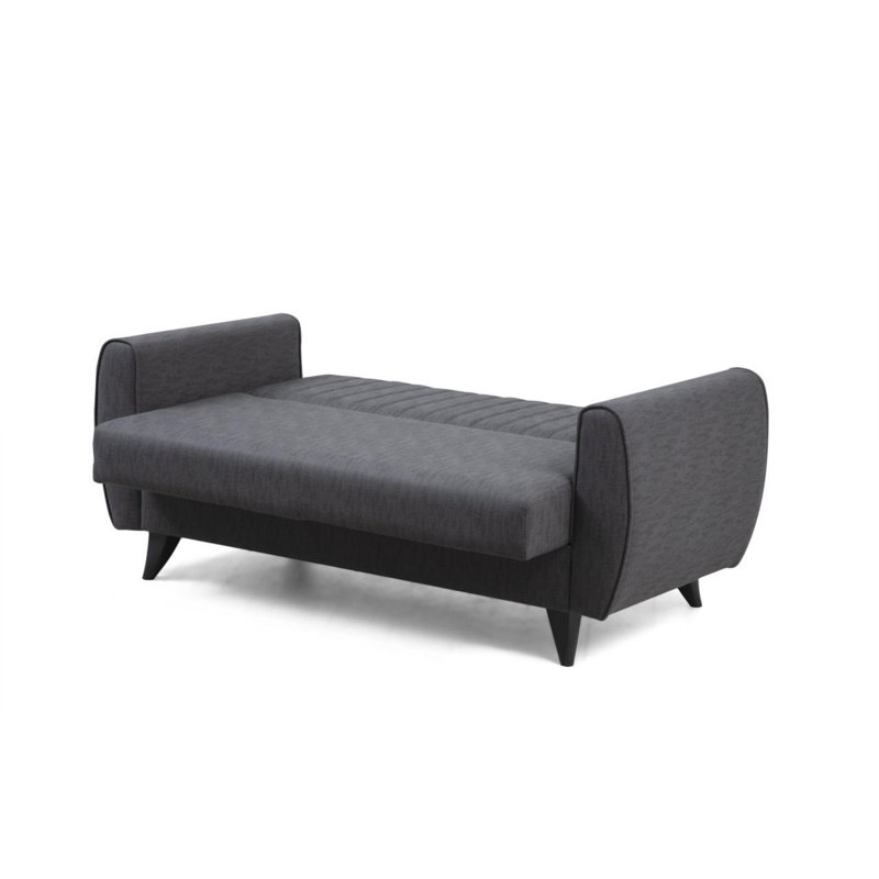 Stylish 2-Seat Sofa Bed, Dark Grey, 62.2 x 33.9 x 30.3 inches | Durable Metal & Wooden Frame, Linen Textured Polyester Upholstery | Comfortable 26 DNS Sponge Seat, 22 DNS Back | Perfect for Small Spaces & Guest Rooms