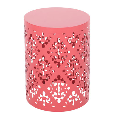 Table en métal de couleur corail pour l'extérieur