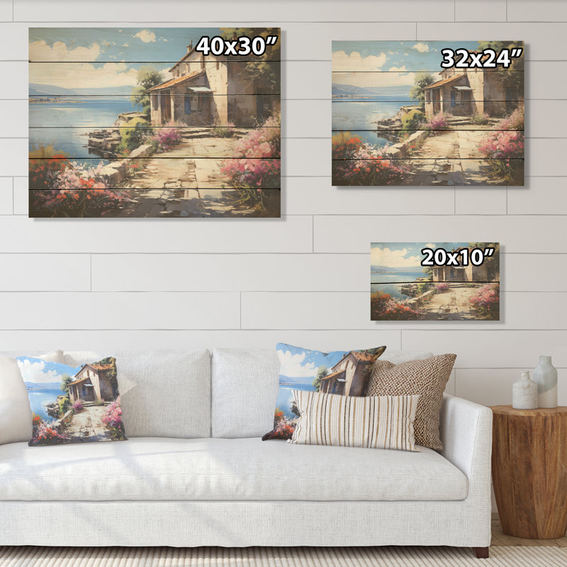 Costal Geraniums Flower Blossom - Geraniums, art mural sur bois de pin naturel, H 30 po x l 40 po