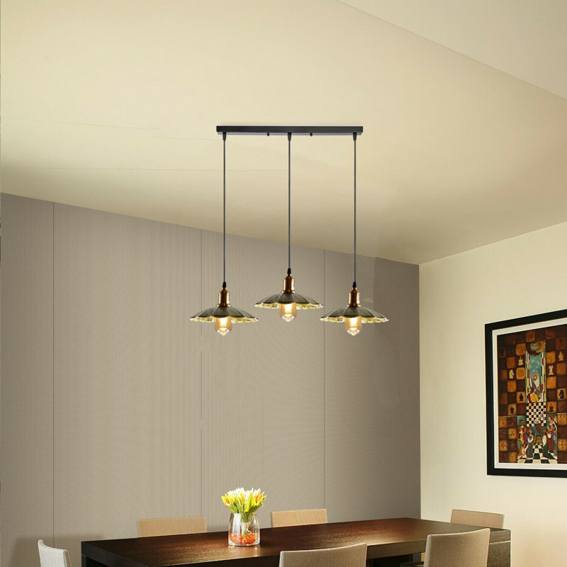 Pablo 3 - Light Black Kitchen Island Pendant, Brushed Brass
