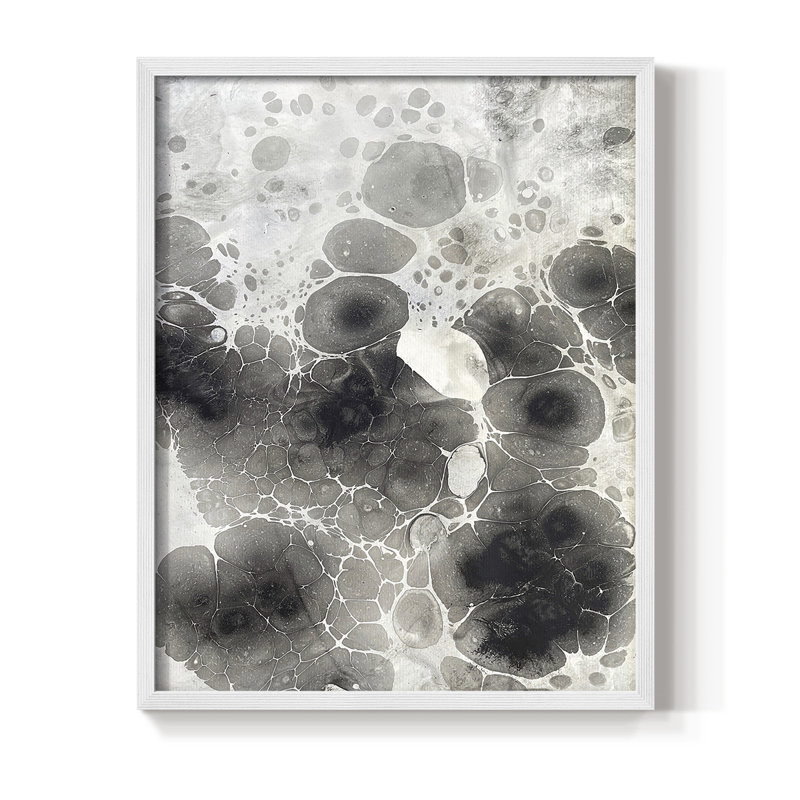 Marbling X Framed Print - Solid Wood, 11" H x 9" W, White