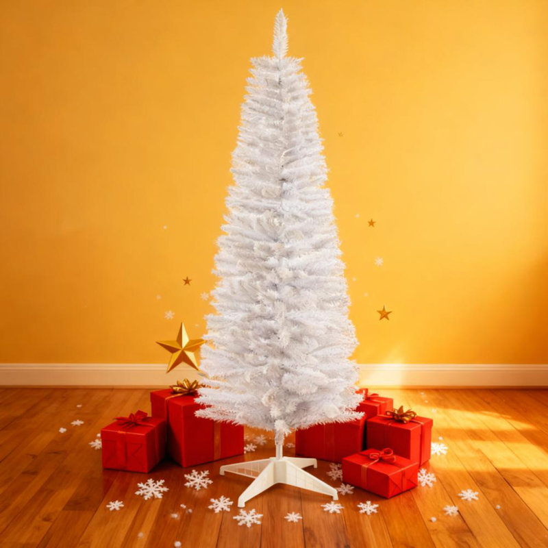 Arbre de Noël artificiel blanc facile à assembler - Design sectionné et base détachable