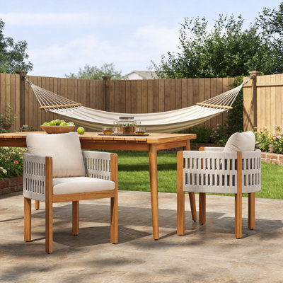 Wood Outdoor Dining Chairs Set Of 2 Lounge Chair Padded Chair