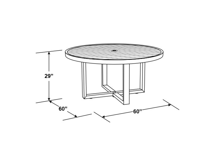 Redondo Outdoor Round Dining Table, 29'' H x 60"W x 50'' L