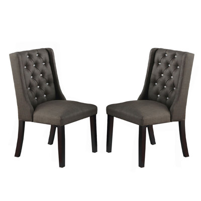Ensemble de 2 chaises de salle à manger rembourrées en polyfibre, espresso