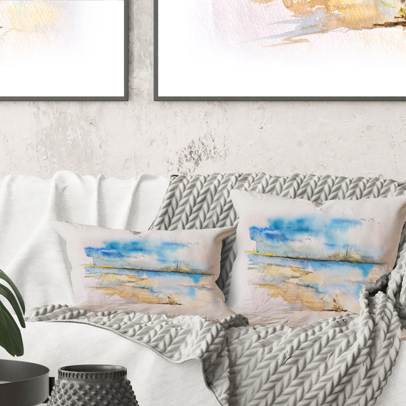 Coussin décoratif imprimé plage et plage, 16 po x 16 po