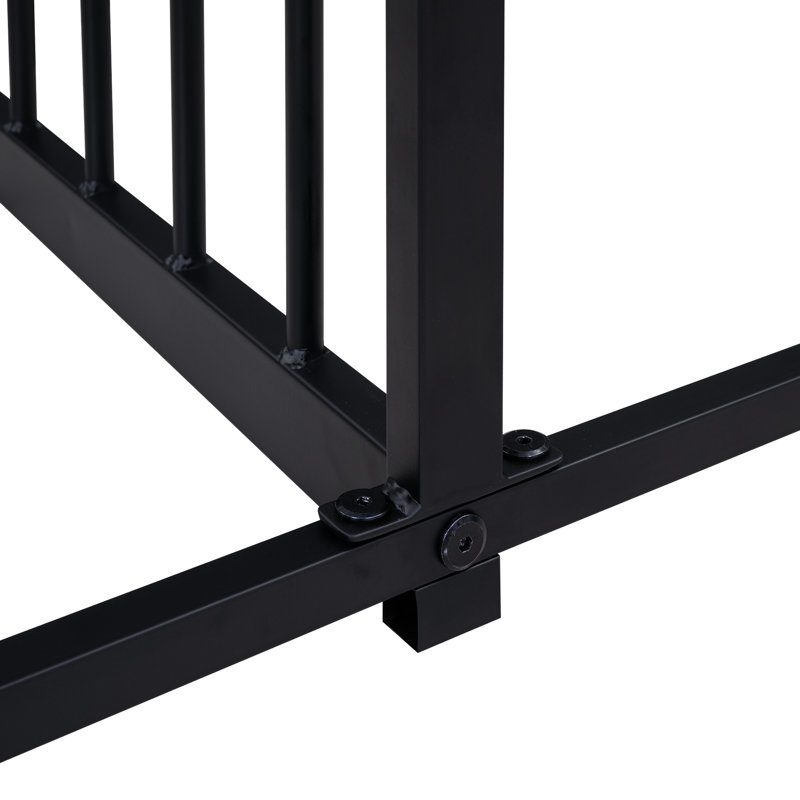 21 lits simples en métal, noir, et plateforme protégée 2 partagés, Noir