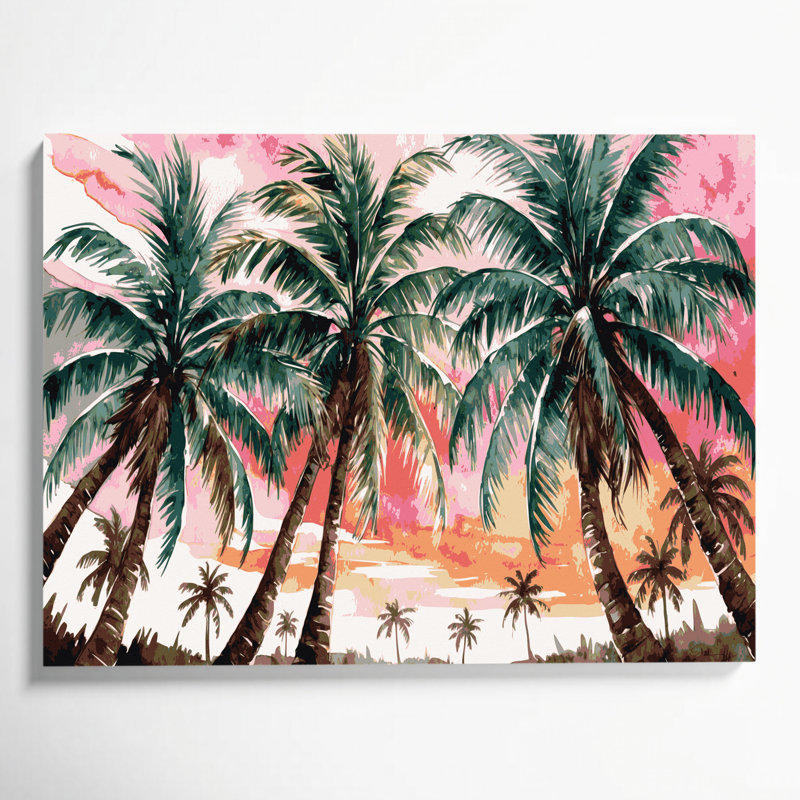 Art mural sur toile hawaïenne cocotier brun, H 11 po x l 14 po