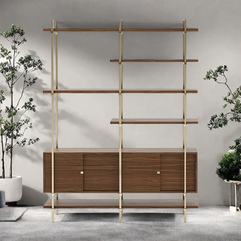 Bassilly, (6 Shelves) 82.6"H x 59"W x 14.1"D, Brown
