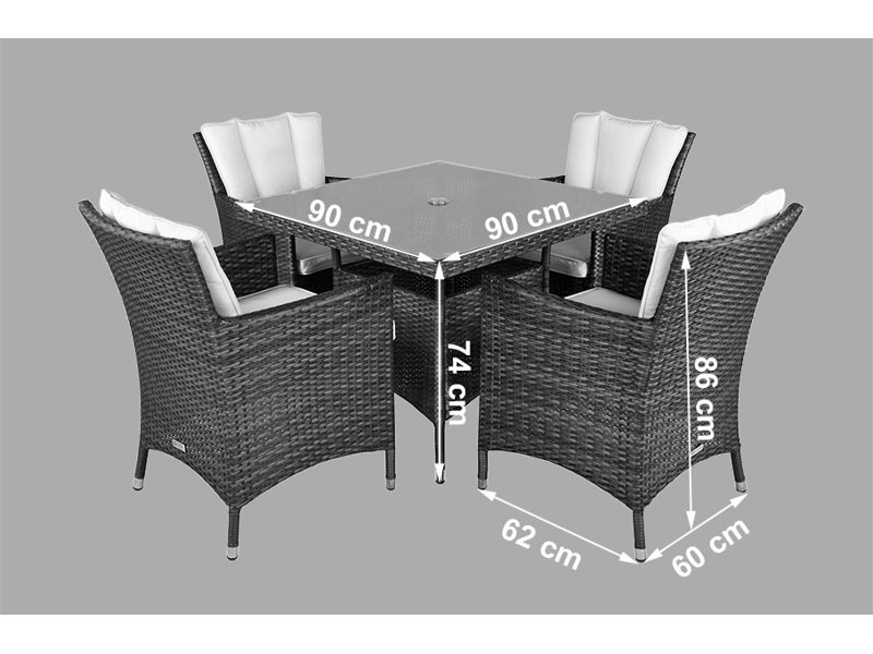 Harold 4 - Person Wicker Patio Dining Set with Square Table , Cushions Included