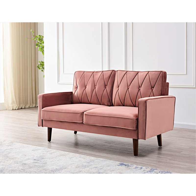 Deedra 57.5'' Velvet Loveseat, Rose Velvet, 31.5'' H X 57.5'' W X 33.5'' D