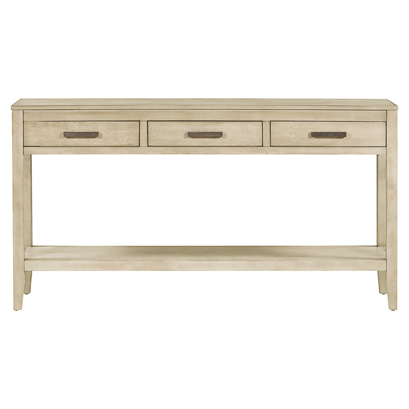 U_STYLE 59.1'' Farmhouse Entryway Table With 3 Drawers, Gray